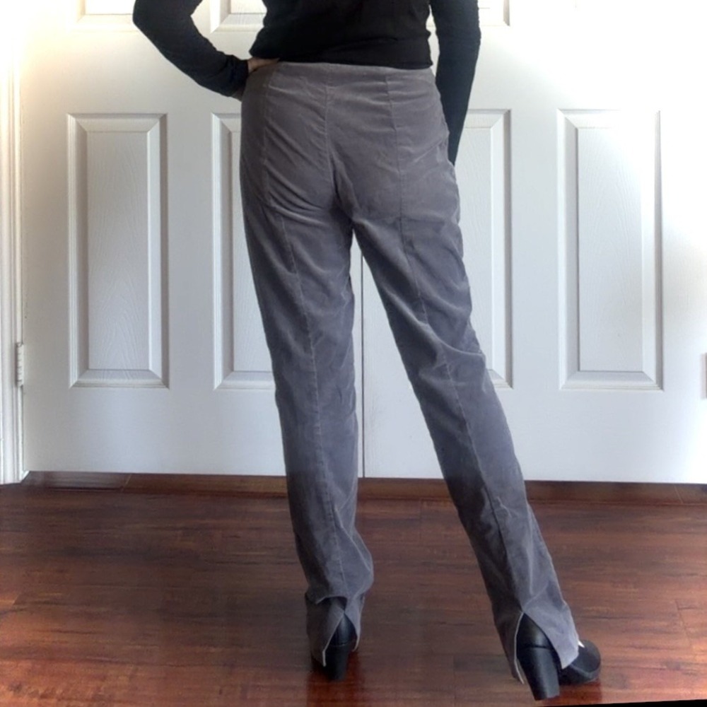 Gray Velvet Pants Womens 6 Stretch Side Zip Straight Leg Holiday Ellen Tracy